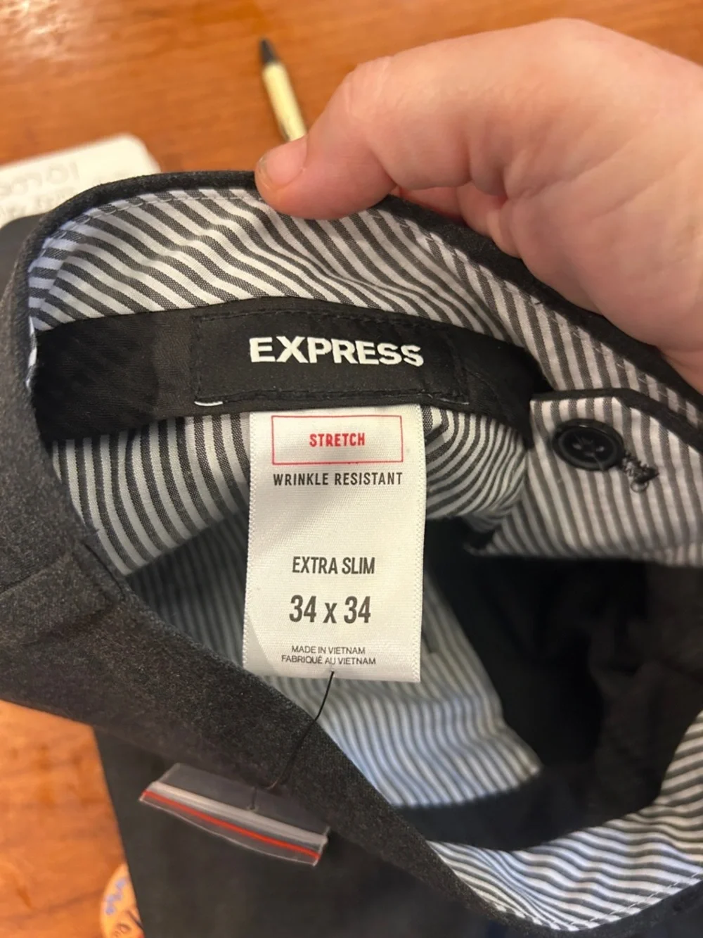 Express Extra SLIM Dress Pants Men's 34 x 34 Mid Rise Gray Office Business